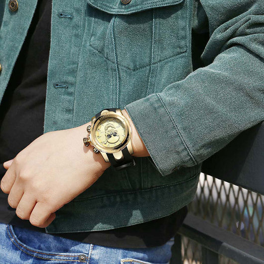 Reloj de Hombre Calavera Diseño Atrevido Esfera Grande Correa de Silicona Cuarzo