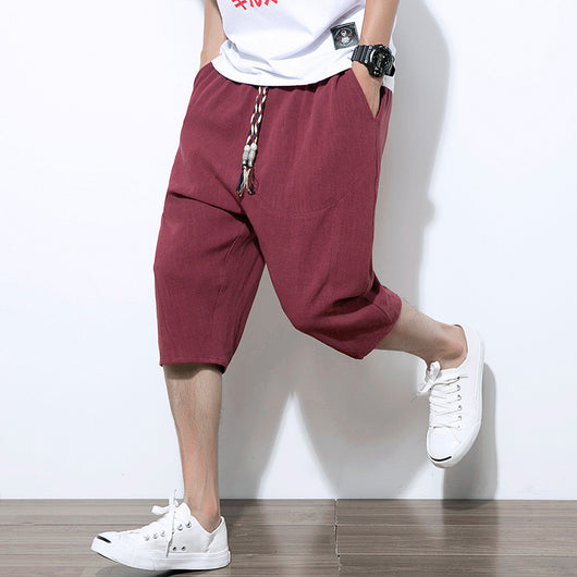 Pantalones Harem Cortos de Lino y Algodón para Hombre - Image 5