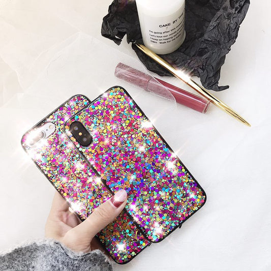 Funda de teléfono con lentejuelas brillantes