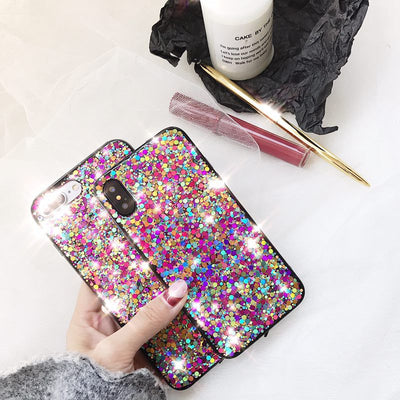 Funda de teléfono con lentejuelas brillantes
