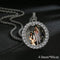 Hip Hop Diamond Round Photo Frame Couple Memorial Photo Pendant Necklace Steel4.0mm60cm