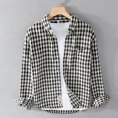 Camisa Cuadros Japonesa Manga Larga para Hombre - Estilo Casual y Versátil - Image 6