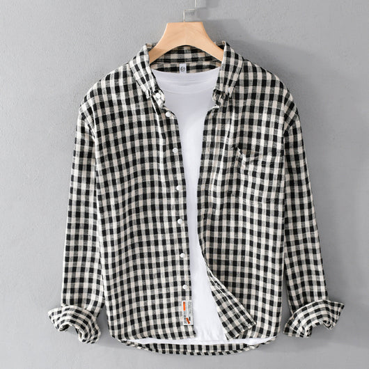 Camisa Cuadros Japonesa Manga Larga para Hombre - Estilo Casual y Versátil - Image 6