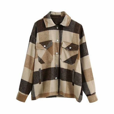Chaqueta Camisa Cuadros para Mujer - Casual y Versátil - Image 12