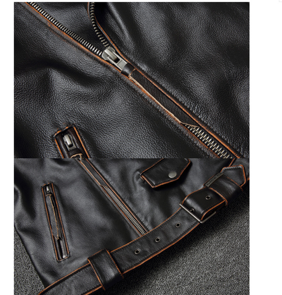 Chaqueta de Cuero para Motociclista Harley Estilo Clásico - Image 7