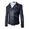 Abrigo de Cuero Slim Fit con Solapa