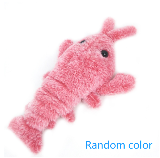 Pink plush shrimp pet toy with black eyes, designed for cats, on a white background. "Random color" text. - Image 8