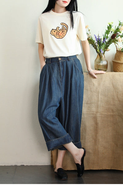 Pantalón Cropped Ancho de Tencel y Algodón para Tallas Grandes - Image 27