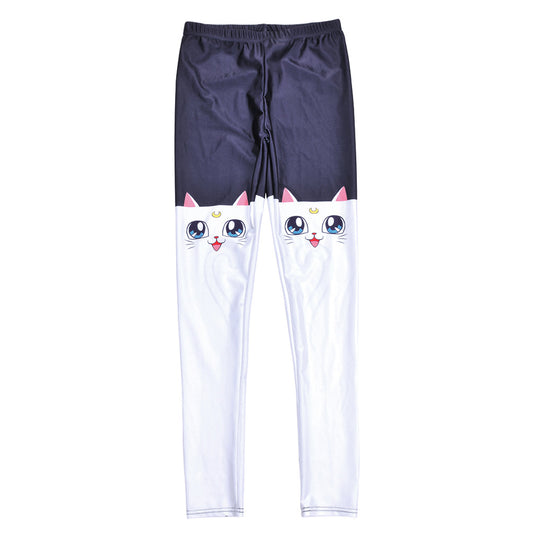 Leggings Deportivos Mujer Estampado Gato Blanco