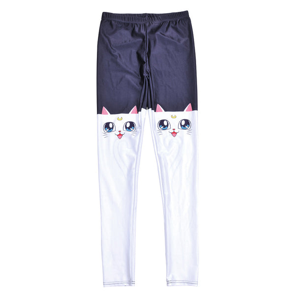Leggings Deportivos Mujer Estampado Gato Blanco