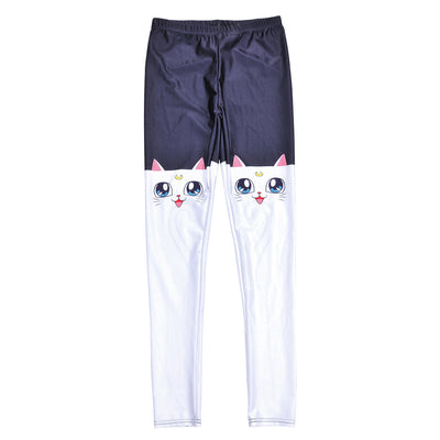 Leggings Deportivos Mujer Estampado Gato Blanco
