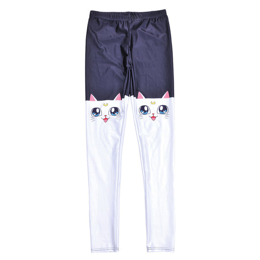 Leggings Deportivos Mujer Estampado Gato Blanco