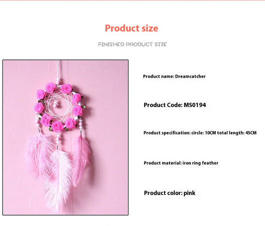 Atrapasueños con Plumas de Avestruz Rosa - Carillón Decorativo para Habitación - Image 14