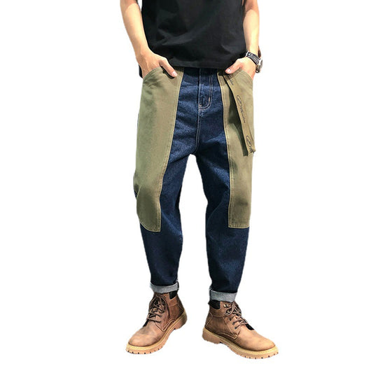 Pantalones Jeans Hip-hop Sueltos con Parches Contrastantes - Image 5