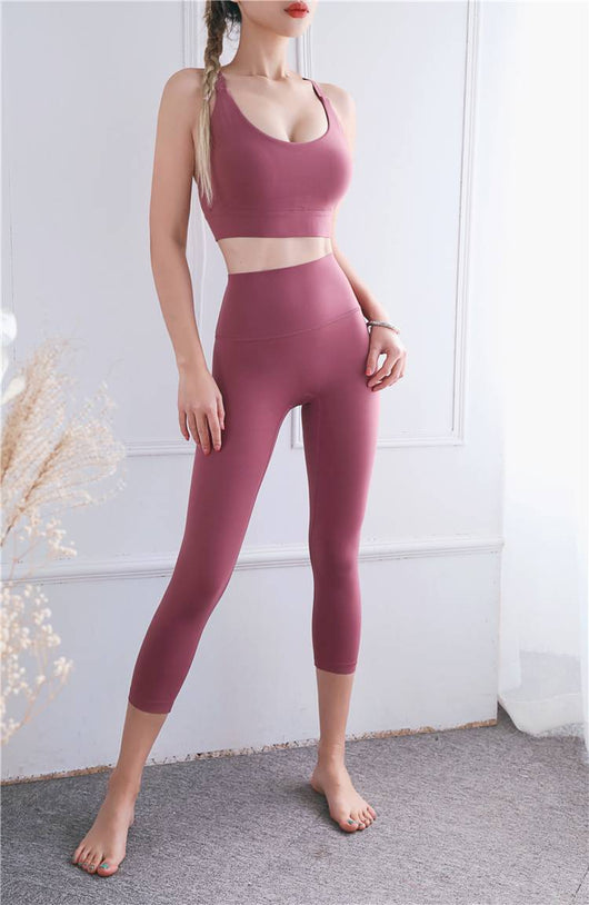 Pantalones Yoga Crop Cintura Alta Nude Ajustados - Image 9