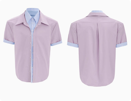 Camisa de Hombre con Parches Contrastantes y Rayas - Image 7