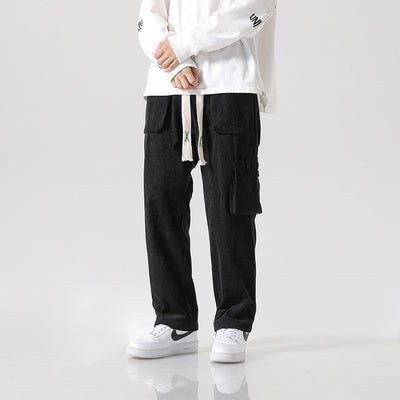 Pantalón Cargo Corduroy Holgado Multibolsillos de Corte Recto - Image 4