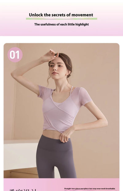Conjunto de Pilates Manga Corta con Soporte de Pecho - Image 8