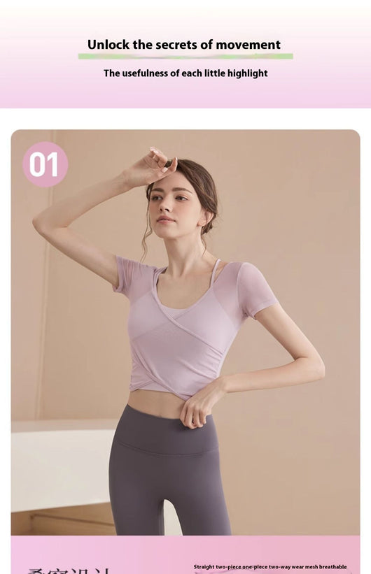 Conjunto de Pilates Manga Corta con Soporte de Pecho - Image 8