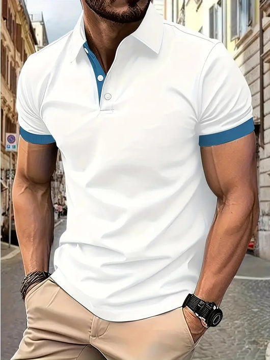 Polo Casual Holgado de Manga Corta Liso para Hombre - Image 37