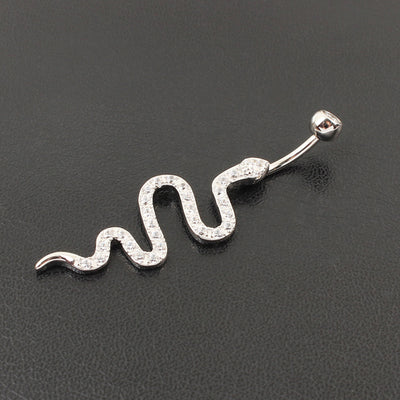 Piercing Ombligo Plata de Ley con Diseño de Serpiente y Circonita - Image 11