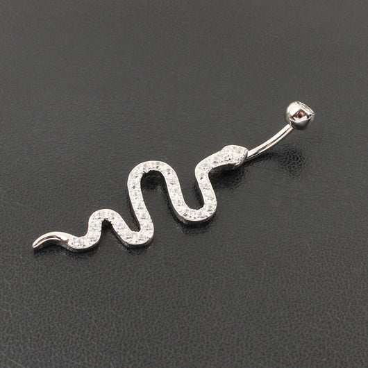 Piercing Ombligo Plata de Ley con Diseño de Serpiente y Circonita - Image 11