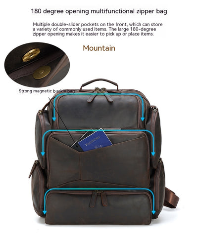Mochila de Viaje en Cuero Crazy Horse Retro 17 Pulgadas - Backpack de Cuero Premium para Hombre - Image 8