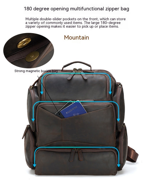 Mochila de Viaje en Cuero Crazy Horse Retro 17 Pulgadas - Backpack de Cuero Premium para Hombre - Image 8
