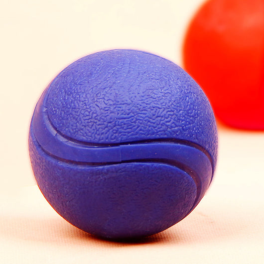 Red rubber pet toy ball with a textured surface and grooves, measuring 6.5cm in diameter. - Image 16