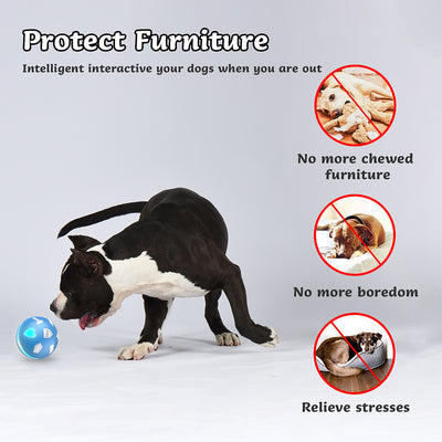 Blue smart electric pet toy ball with glowing light accents and a 'BENTOPAL' logo, designed for cats and small dogs. - Image 10