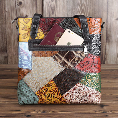 Bolso de Cuero con Diseño Asimétrico y Costura Decorativa para Mujer - Image 5