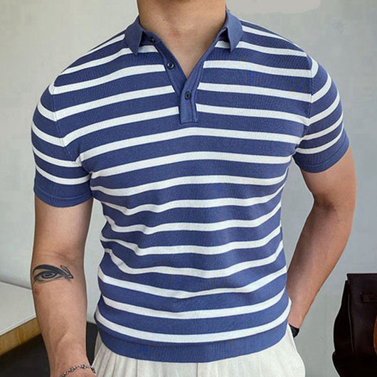Polo de Negocios a Rayas Azules para Hombre - Image 6