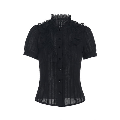 Camisa Jacquard Texturizada Estilo Gótico Oscuro Slim Versátil - Image 18