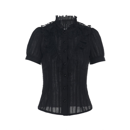 Camisa Jacquard Texturizada Estilo Gótico Oscuro Slim Versátil - Image 18