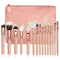Set de 15 Brochas de Maquillaje Rose Gold con Estuche
