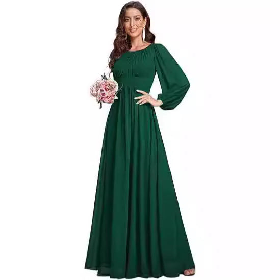 Vestido de Noche Largo en Gasa Elegante para Mujer