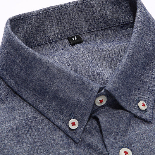 Camisa Manga Larga Clásica con Cuello de Botones para Hombre - Image 3