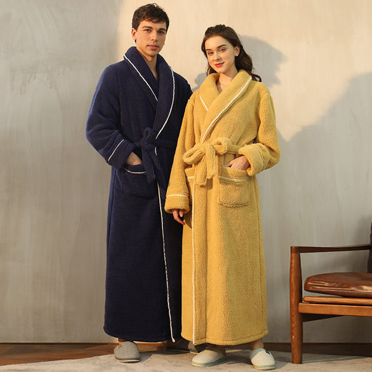 Bata de Invierno en Terciopelo Algodón para Parejas - Pijama Largo Talla Grande Lujo Ligero - Image 29