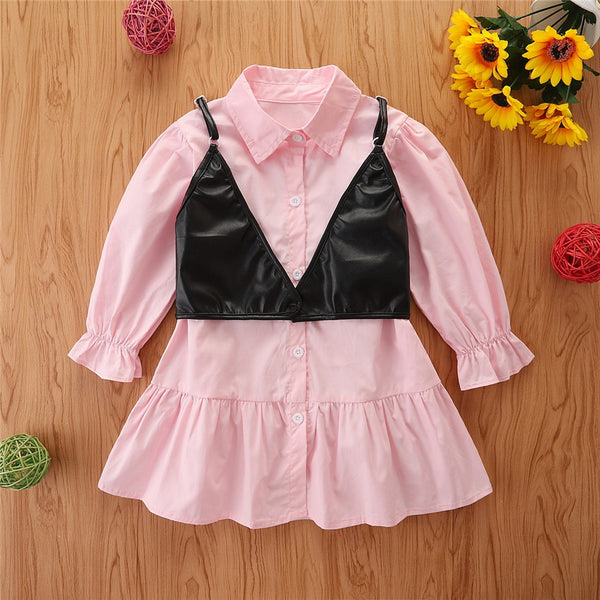 Vestido Camisa Infantil de Manga Larga Trendy