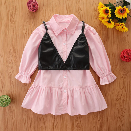 Vestido Camisa Infantil de Manga Larga Trendy