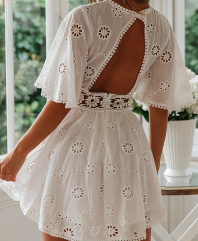 Vestido de Algodón con Patchwork de Encaje - Image 5