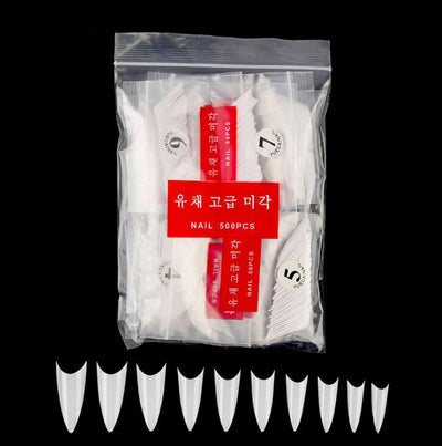 Set de 500 Uñas Postizas Transparentes Puntiagudas - Estándar Coreano - Image 6