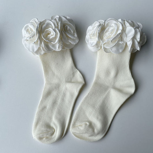Calcetines Tubo de Algodón con Rayas Florales para Mujer - Image 12
