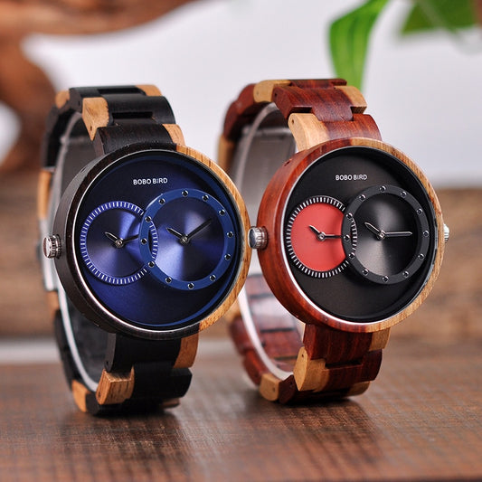 Reloj de Madera BOBO BIRD para Hombre - Doble Zona Horaria - Image 2