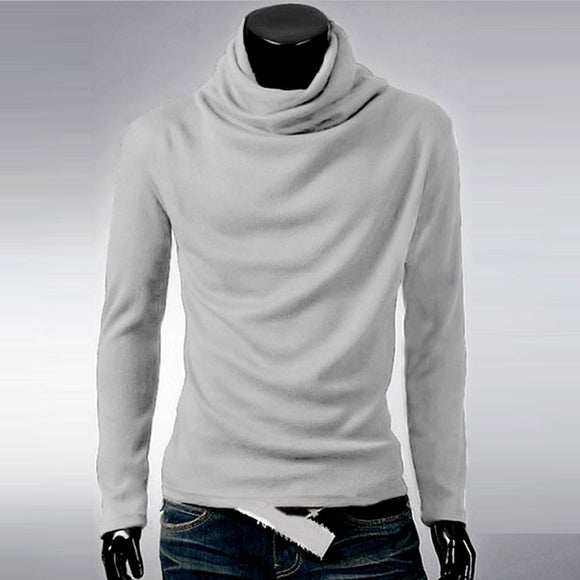 Camiseta Manga Larga con Cuello de Pila - Básico Sólido para Hombre