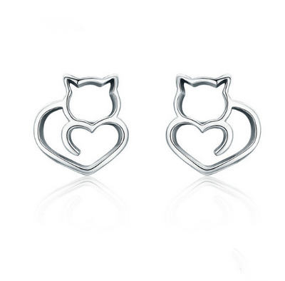 Aretes de Plata Gato Hueco Mujer Plata 925