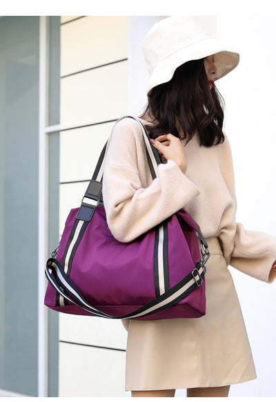 Bolsa de Viaje Plegable para Mujer - Diseño a Rayas Coreano - Image 8