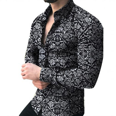 Camisa Casual Floral con Solapa Estampada de Manga Larga - Image 4
