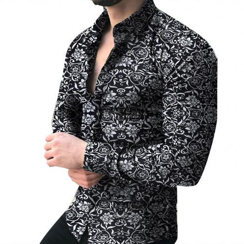 Camisa Casual Floral con Solapa Estampada de Manga Larga - Image 4