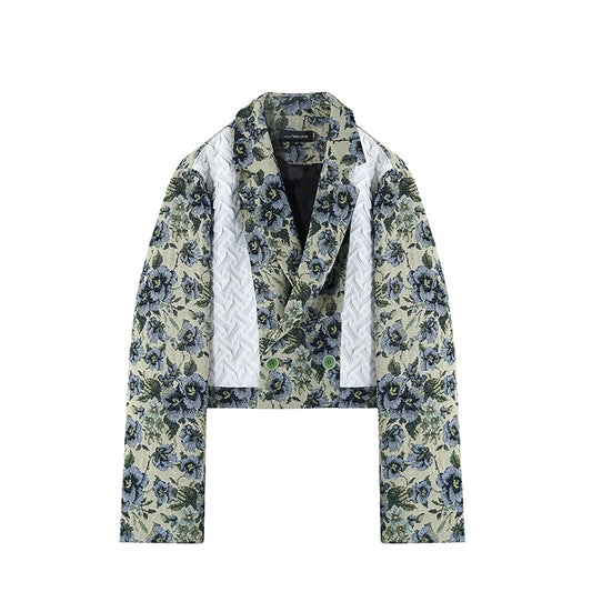 Chaqueta Floral Suelta para Mujer - Abrigo Otoñal de Manga Larga con Elegancia Temperamental